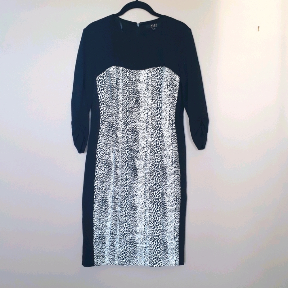 Alex Marie Dress Size 8 Black Ruched Sleeves